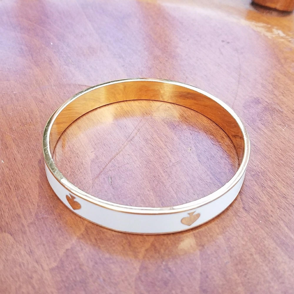 Kate Spade White and Gold Spade Bangle